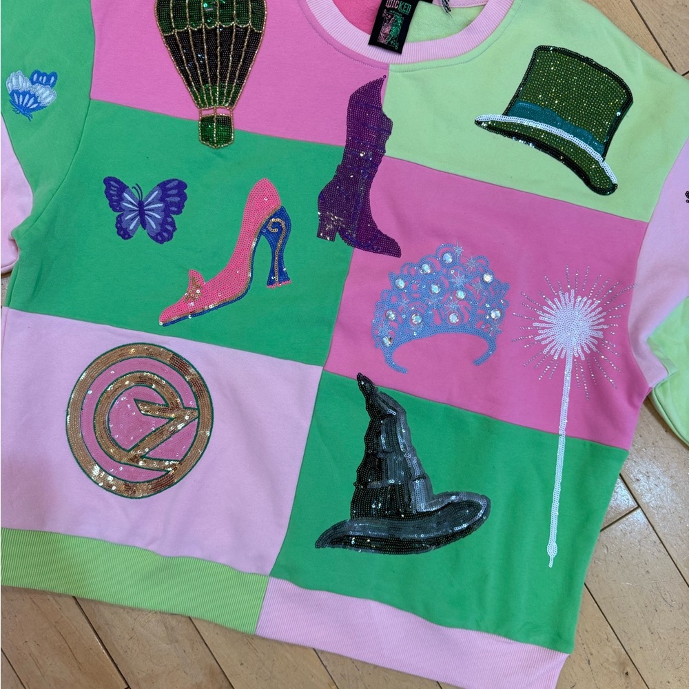 QUEEN OF SPARKLES  and Wicked Pink and Green Graphic Sweatshirt - Picture 3 of 6